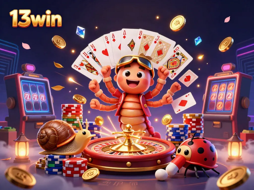 Experience the thrill of 13win with a dynamic casino scene filled with excitement and vibrant gameplay.