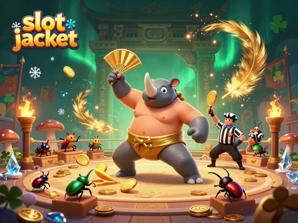 Experience the thrill of slot jackpot wins with a whimsical beetle-themed casino illustration.