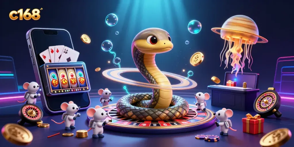 Experience excitement with c168 as astronaut mice bet while a golden jellyfish deals in a cosmic casino.