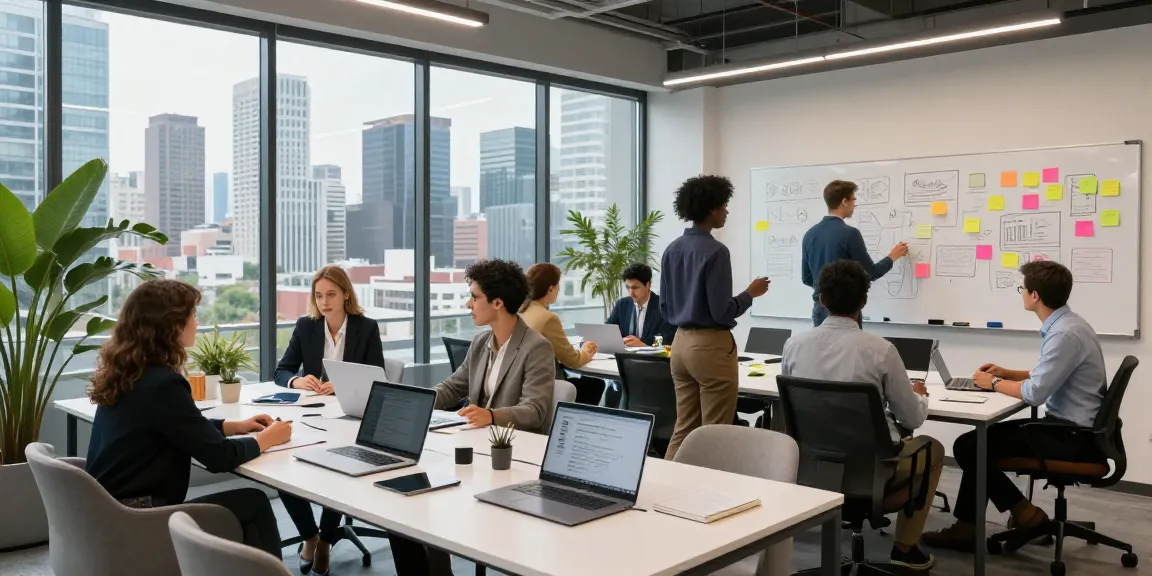 Professionals samenwerken in een moderne kantoorruimte voor oficinas en renta in Ciudad de México.