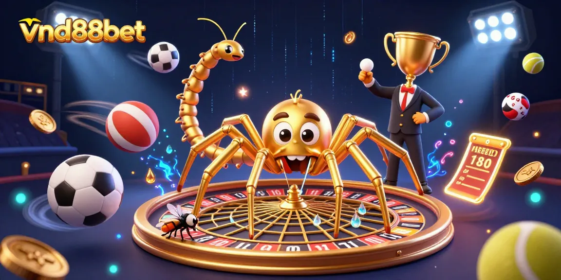 Experience thrilling bets with vnd88bet as a golden spider spins a roulette wheel web