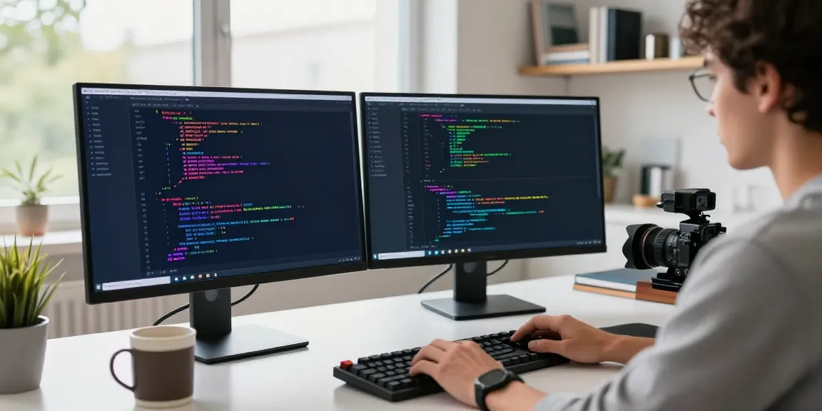 Developer coding in a vibrant workspace showcasing 2113 Apps.