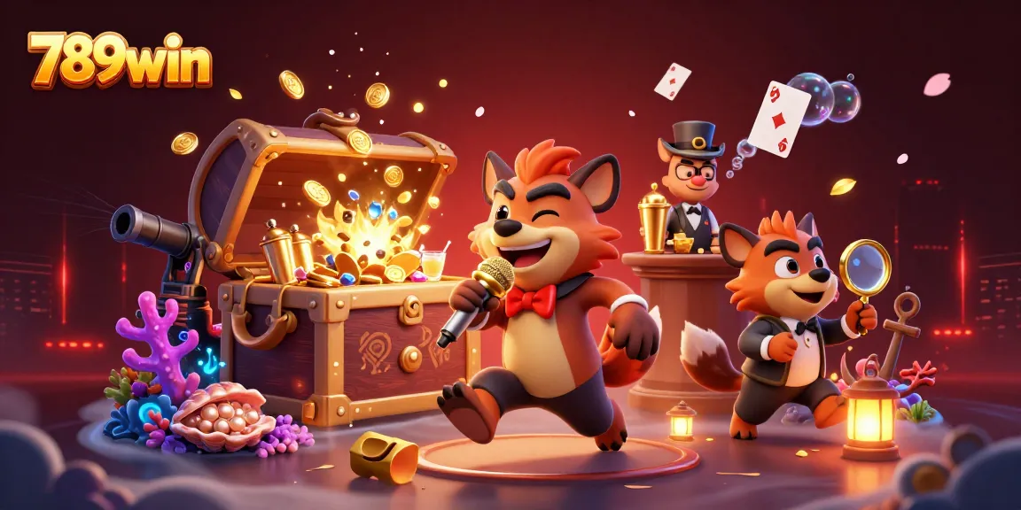 Engage with 789win in this vibrant comedy casino scene with hyenas interacting in a playful setting.