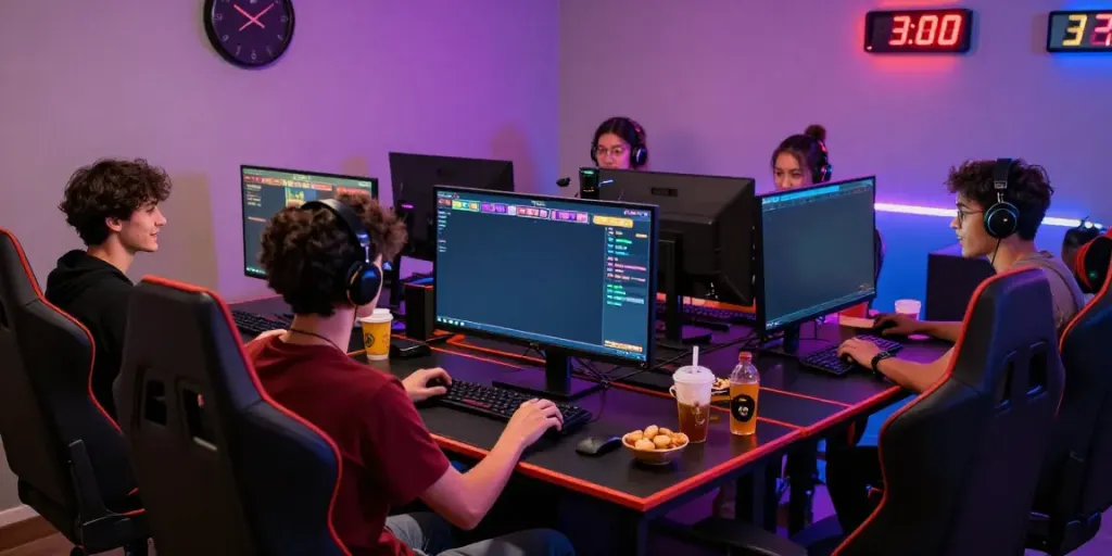 Teman-teman bermain bersama dalam suasana gaming slot toto yang seru.