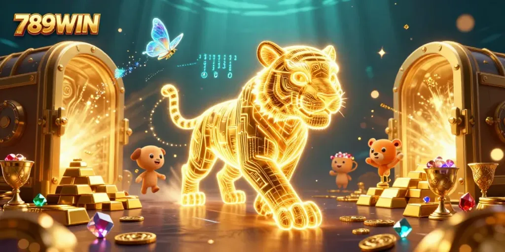 Experience the thrill of 789WIN with dynamic visuals from a vibrant 3D casino scene.
