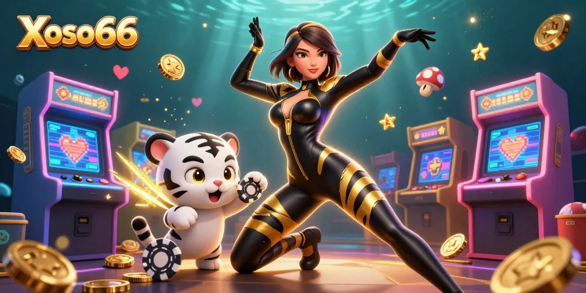 Xoso66 offers an exciting online lottery experience, highlighted by vibrant characters and game elements.