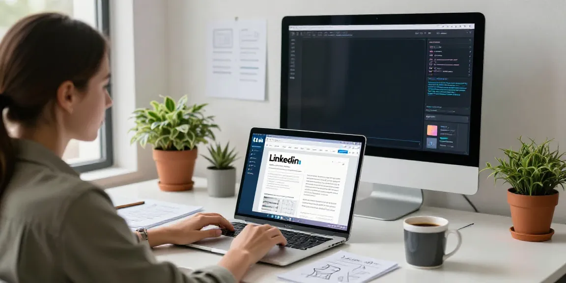 How to write LinkedIn articles with AI in a modern workspace with a content strategist focused on digital creation.
