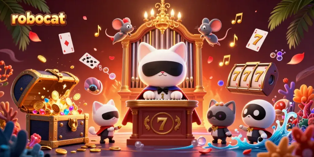 Experience robocat thrills at the casino with captivating characters, games, and treasures.