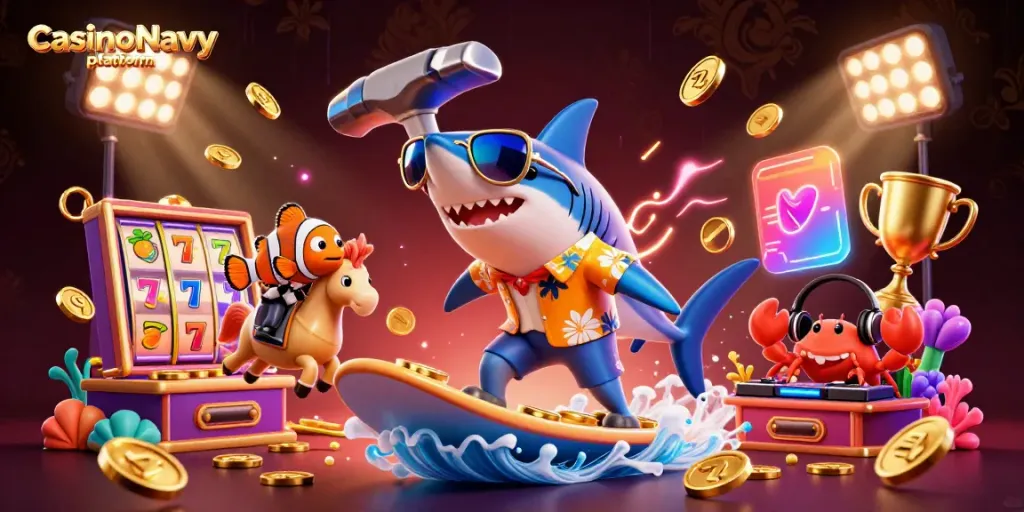 Experience the thrill of the CasinoNavy platform with 3D characters and winning slots in action.