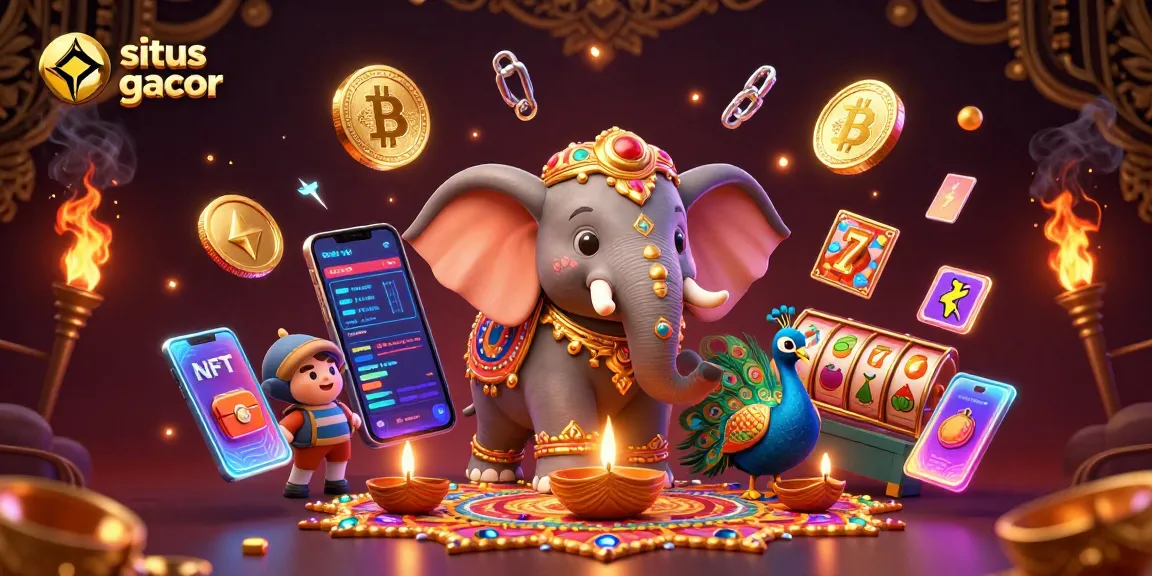 Experience the vibrant world of situs slot gacor with this energetic illustration showcasing dynamic gambling elements.