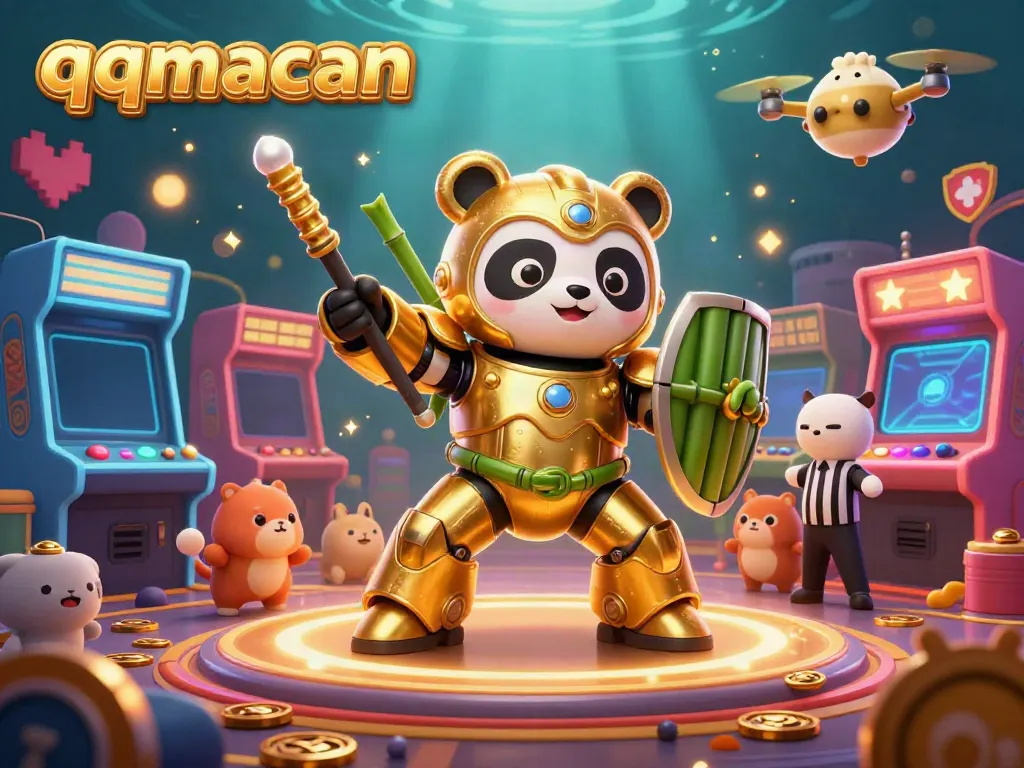 Play exciting games with qqmacan's vibrant arcade atmosphere and colorful elements.