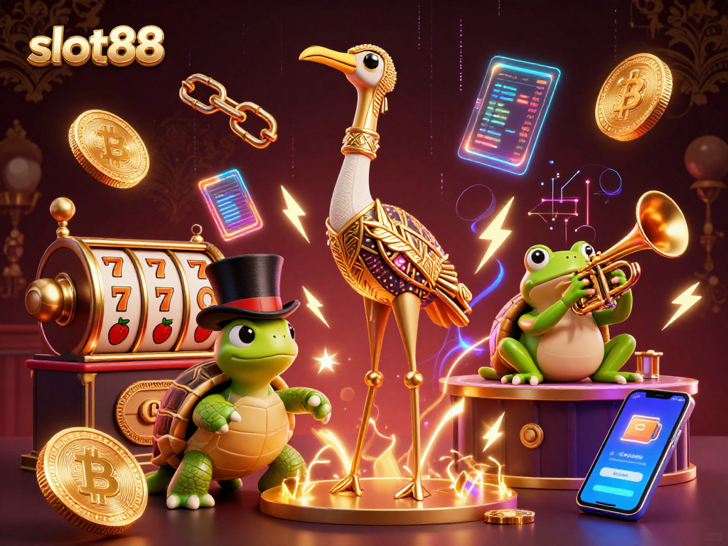 Experience slot88 action with vibrant characters and dynamic gambling elements in this colorful illustration.