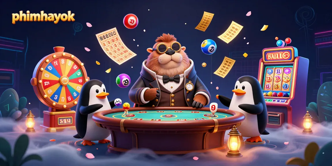 Experience thrilling games at phimhayok featuring a jolly walrus and vibrant lottery elements.