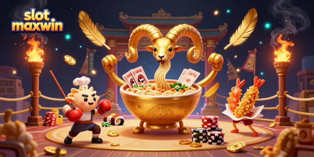 Engage in thrilling gameplay with a colorful scene featuring slot maxwin characters and casino elements.