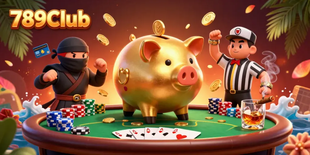Experience thrilling wins at 789Club Casino with animated characters showcasing a vibrant gambling scene.