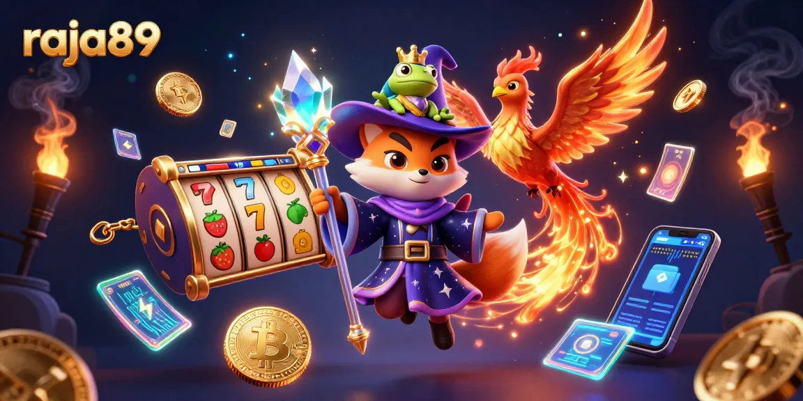 Engage in exciting gameplay with raja89's mystical wizard fox and vibrant slot elements.