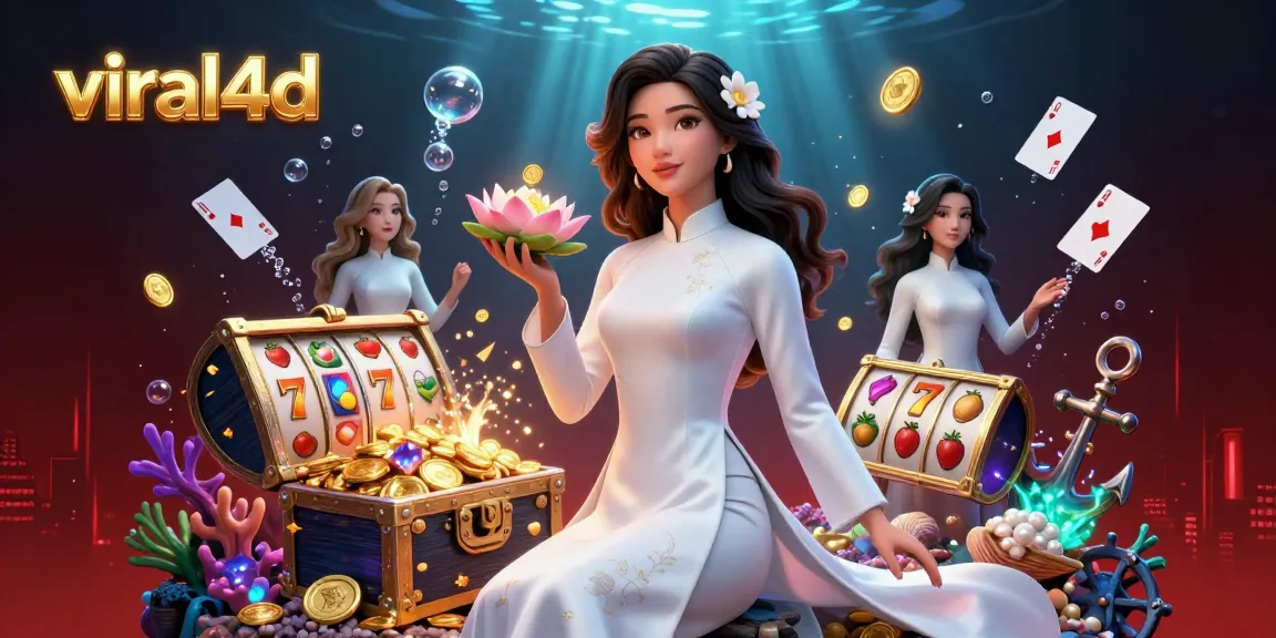 Experience the excitement of viral4d with a dynamic casino-themed 3D scene featuring vibrant gaming elements.