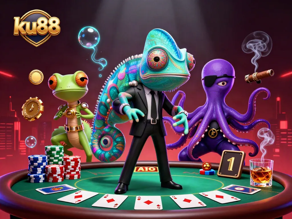 ku88 brings high-stakes poker action with a thrilling trio in a vibrant casino setting