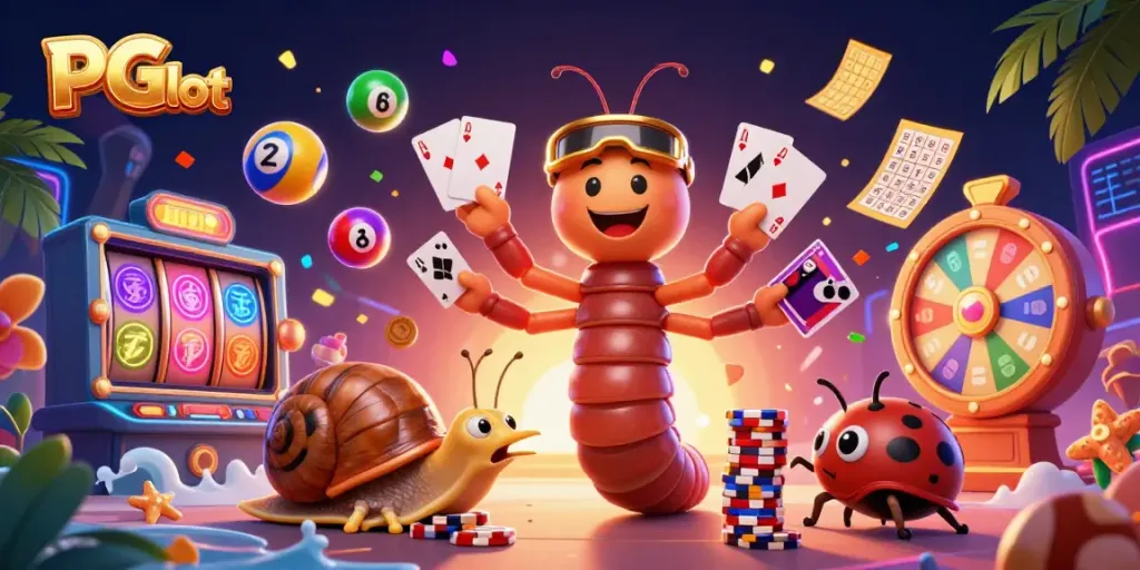 Permainan PG Slot yang menarik dengan dealer dan elemen kasino yang penuh warna.