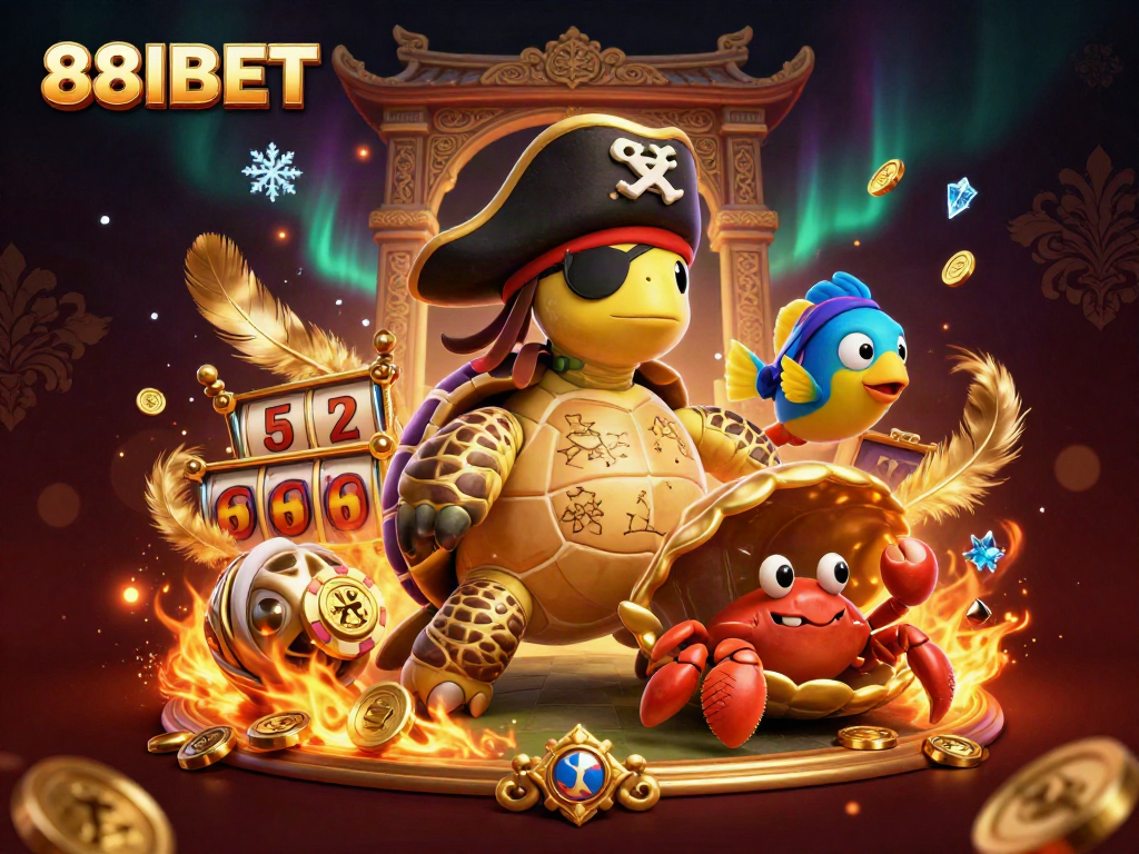 Engage with 88IBET's dynamic gaming experience featuring colorful casino elements and characters.