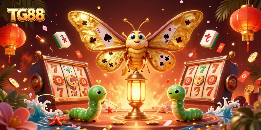Engage with TG88 casino excitement in a vibrant, animated 3D scene filled with luck and fun.