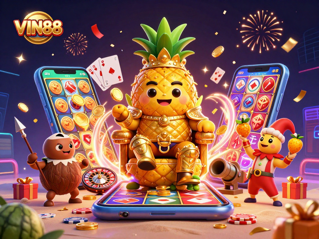 Engage with VIN88's thrilling slot action, featuring vibrant characters and jackpot excitement.