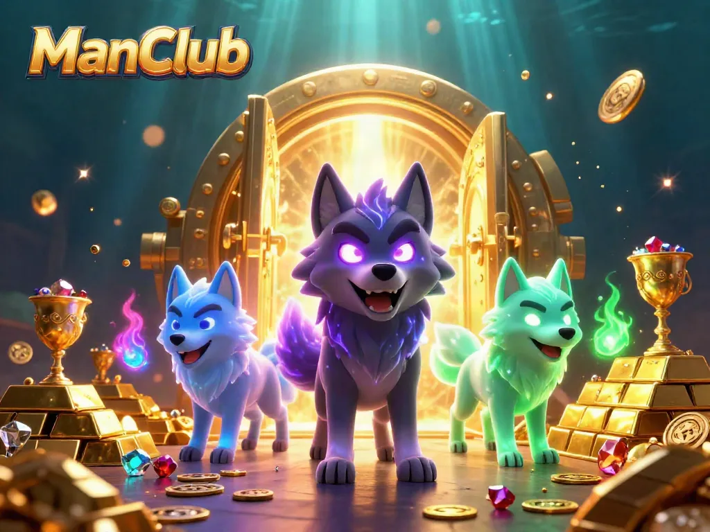 Join the thrill at ManClub with a vibrant gaming scene featuring treasure and luck.