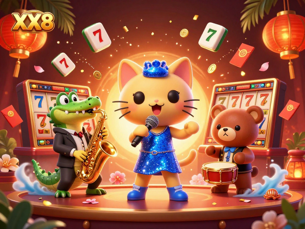 Engage with XX8's thrilling casino experience featuring charming characters and lively gaming elements.