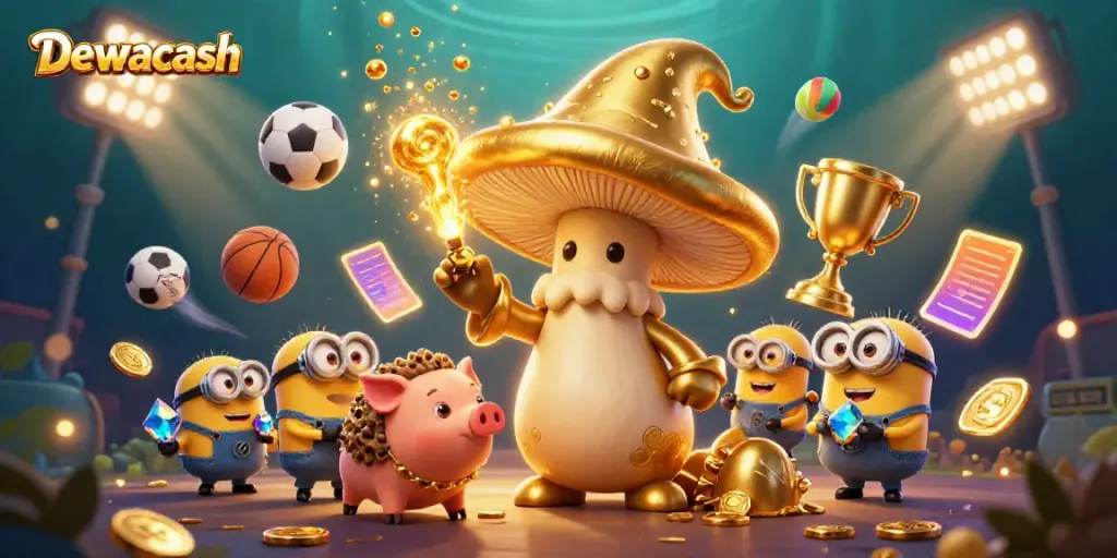 Dewacash offers captivating gaming experiences with golden wizard, treasure-finding pig, and sports elements.