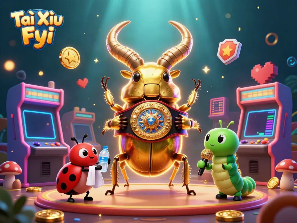 Experience the excitement of Tài Xỉu Fyi with vibrant casino characters and gaming elements in a dynamic scene.
