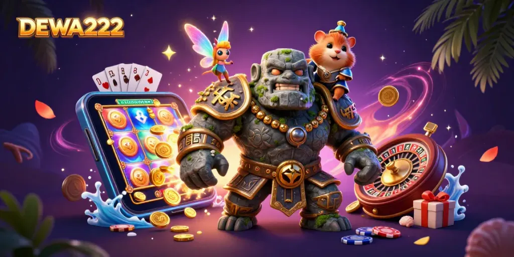 Spin the reels with DEWA222's captivating online gaming experience, featuring vibrant characters and thrilling rewards.