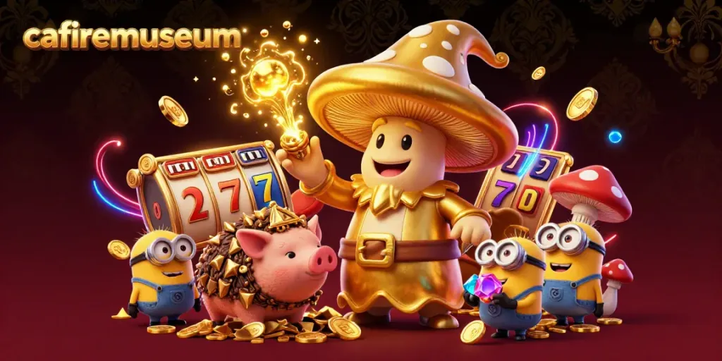 Experience thrilling gaming adventures at cafiremuseum with vibrant golden illustrations and dynamic casino elements.
