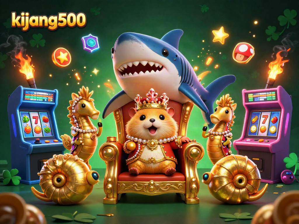Engage with the vibrant scene of kijang500's golden hamster king in a colorful casino adventure.