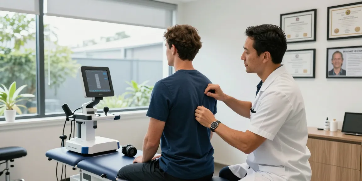 Chiropractor Chatswood examining a patient in a welcoming clinic with advanced diagnostic tools.