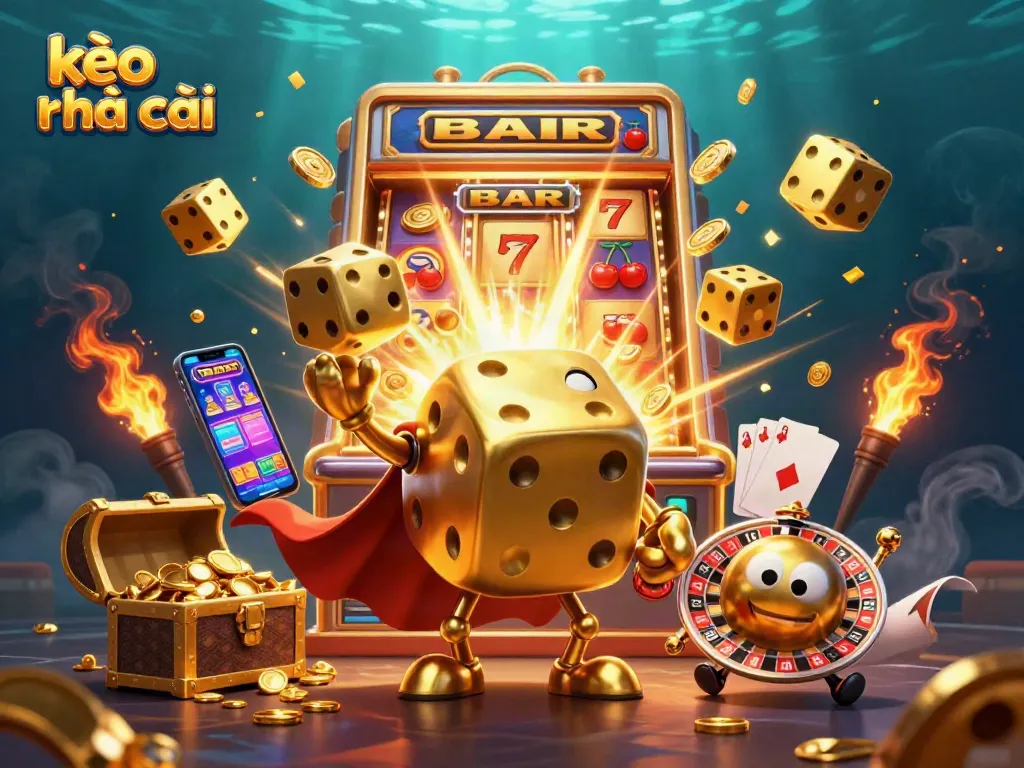 Spin the kèo nhà cái jackpot with golden dice golem and dynamic casino elements