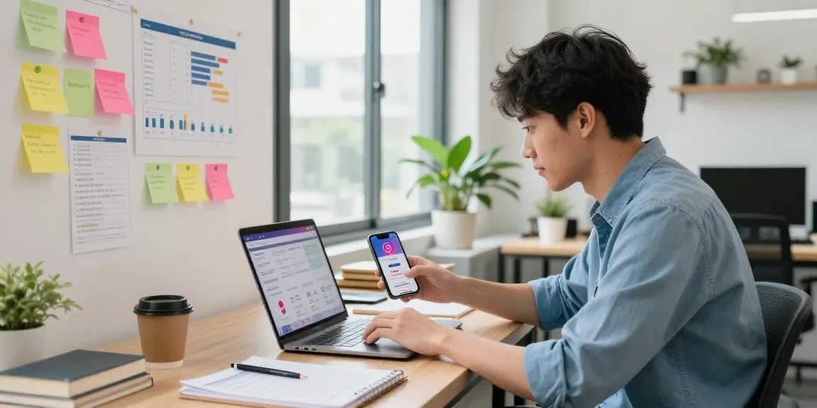 Engaged professional analyzing comprar seguidores instagram strategies in a modern workspace.
