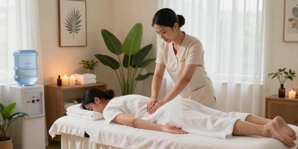 구리출장안마 therapy scene showcasing a professional massage therapist providing relaxation in a tranquil room.