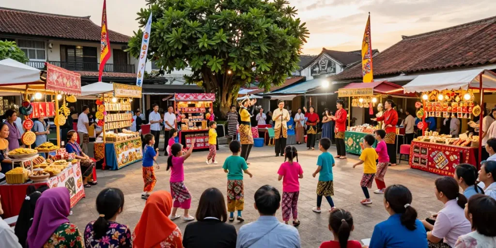Nyonya 4D festival celebration with vibrant traditional games and local delicacies.