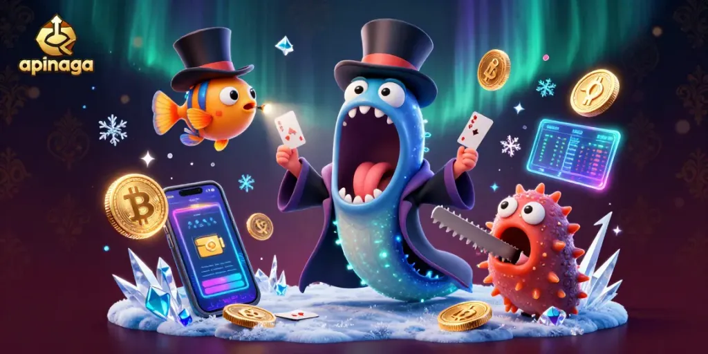Experience the thrill of apinaga in a vibrant 3D casino scene filled with dynamic gaming elements.