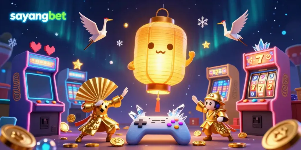Experience the immersive games at sayangbet with vibrant slot elements and glowing characters.