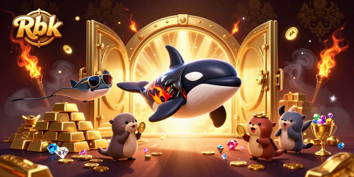 Rbk highlights thrilling casino adventures with a vibrant scene featuring characters, treasure, and animated gambling elements.