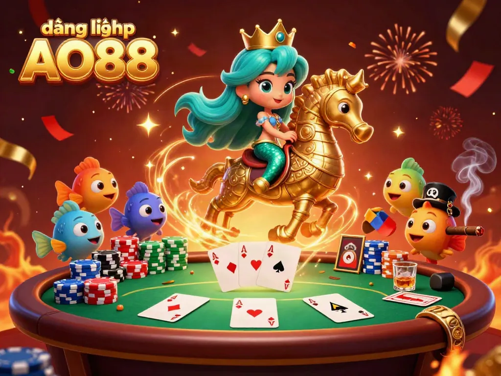 Enter the thrilling world of online gaming with đăng nhập AO88, featuring vibrant casino elements and characters.