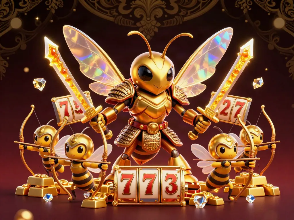 TA88 showcases a vibrant 3D illustration of a golden hornet samurai among exciting casino elements.
