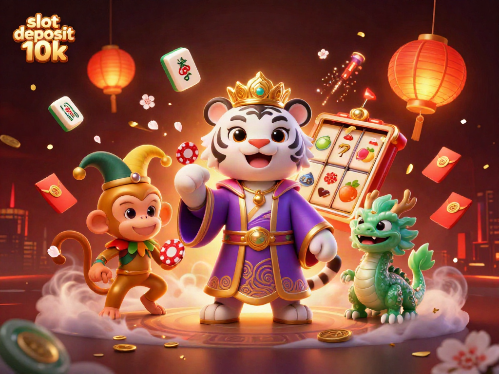 Experience a thrilling slot deposit 10k scene with vibrant characters and energetic casino elements.