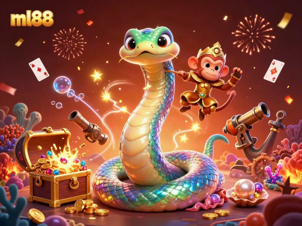 Experience vibrant adventures with ml88, showcasing a colorful 3D casino scene.