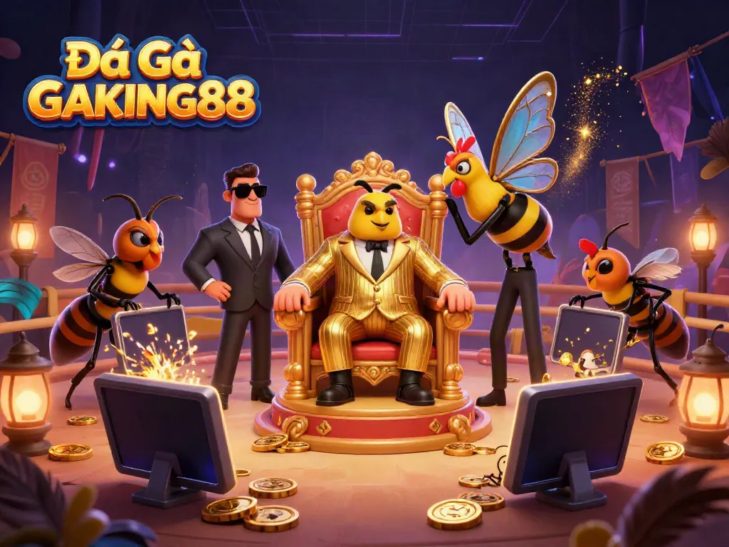 Experience Đá Gà GAKING88 in a vivid cockfighting arena scene with rich details and dynamic visuals.