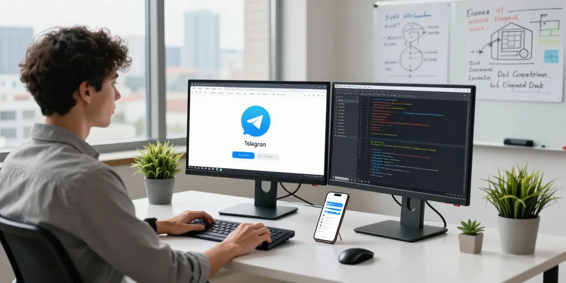 使用telegram 下载的现代技术工作空间，显示清晰的聊天界面与代码编辑器