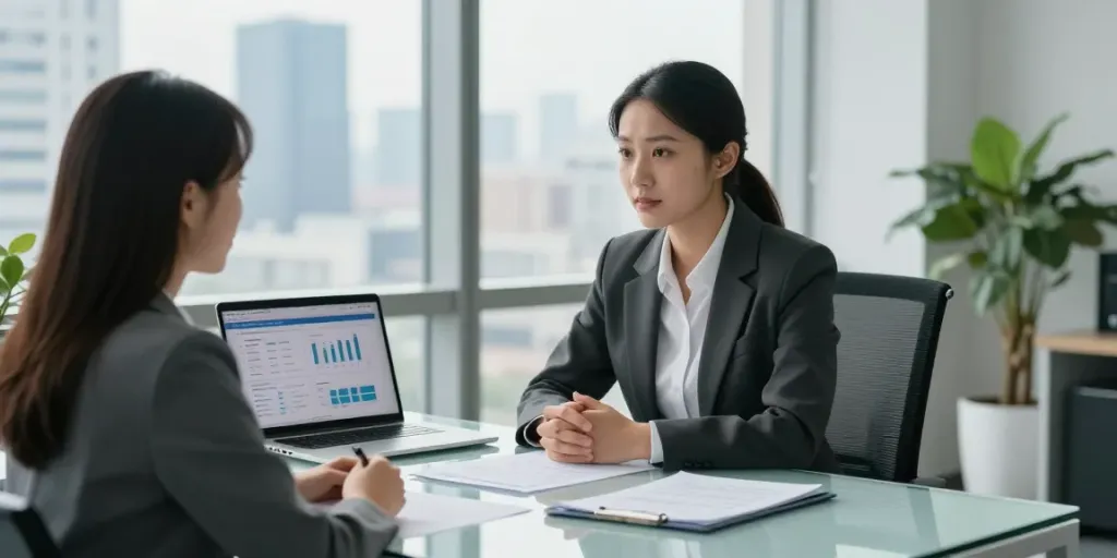 Consultation at https://paydayloans-on.ca/ with financial advisor explaining loan options in a modern office.