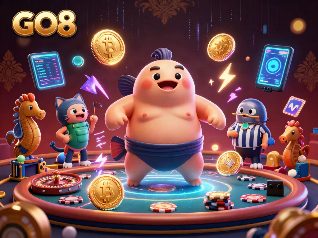 Engage with GO8: A lively underwater casino scene featuring vibrant characters and dynamic game elements