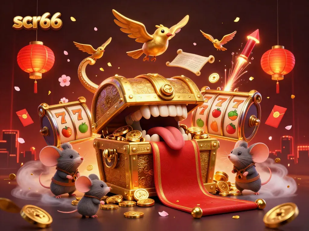 Engage with scr66's thrilling casino experience, highlighted by fortune-themed visuals and vibrant characters.